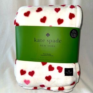 NEW! KATE SPADE Twin XL Hearts Plush Fleece Blanket NWT GORGEOUS!